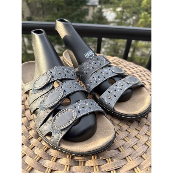 Clarks Women’s Leisa Cacti Sandal US 8 EU 39 Brown Leather Slide Adjustable Shoe - Picture 7 of 15